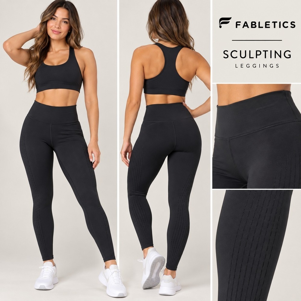Fabletics High Waisted Sculptknit Leggings Black Stretchy Yoga Sporty Size Small